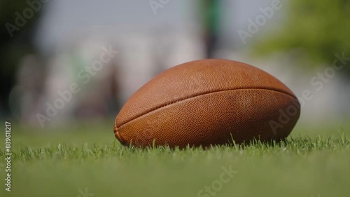 American football on a field of grass