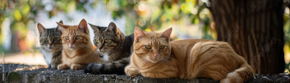 Raising awareness about rare cat breeds, realistic, natural light, photography, background of an outdoor park, diverse cats and caretakers Raising awareness about rare cat breeds, realistic, natural light, photography, background of an outdoor park, diverse cats and caretakers