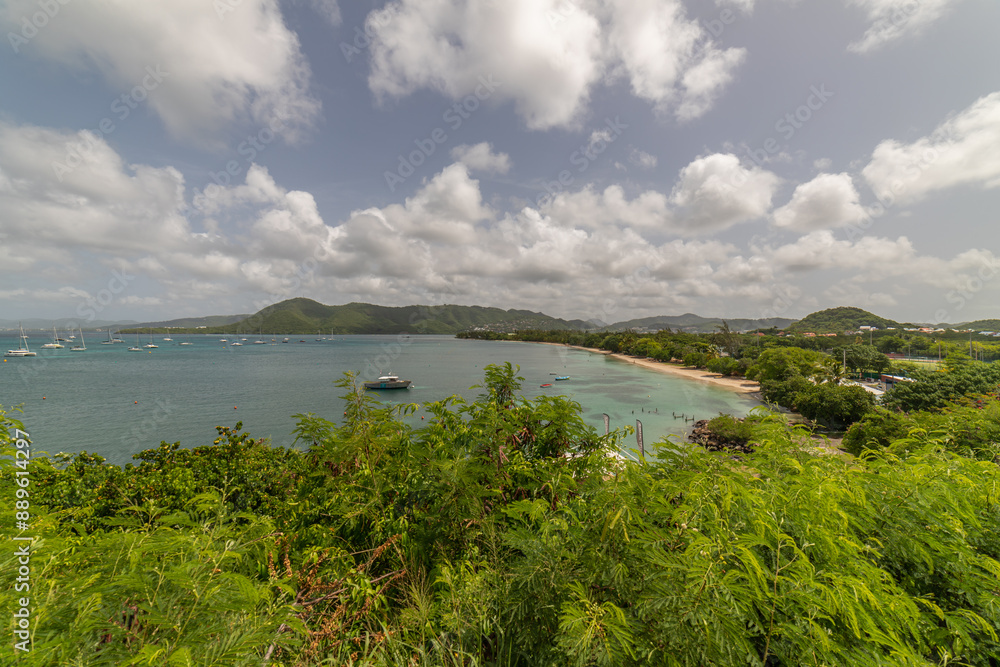 Fototapeta premium Bay view in Sainte-Anne, Martinique, France
