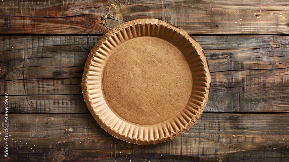 Cardboard plate on wood surface Cardboard plate on wood surface