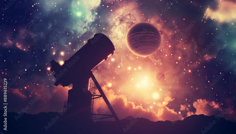 Observatory with telescope for studying space and planets in the solar system in the universe. Observatory with telescope for studying space and planets in the solar system in the universe.