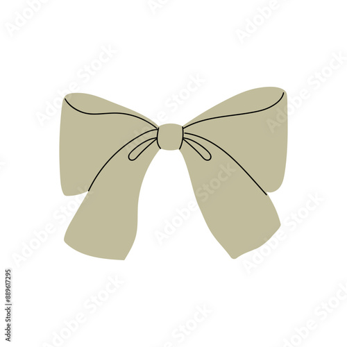 A simple drawing of a green bow with a black outline, isolated on a white background.