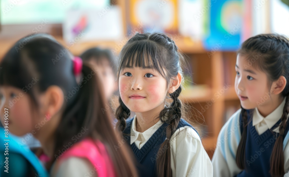 Asian children study in classroom at school. Asian children study in classroom at school.