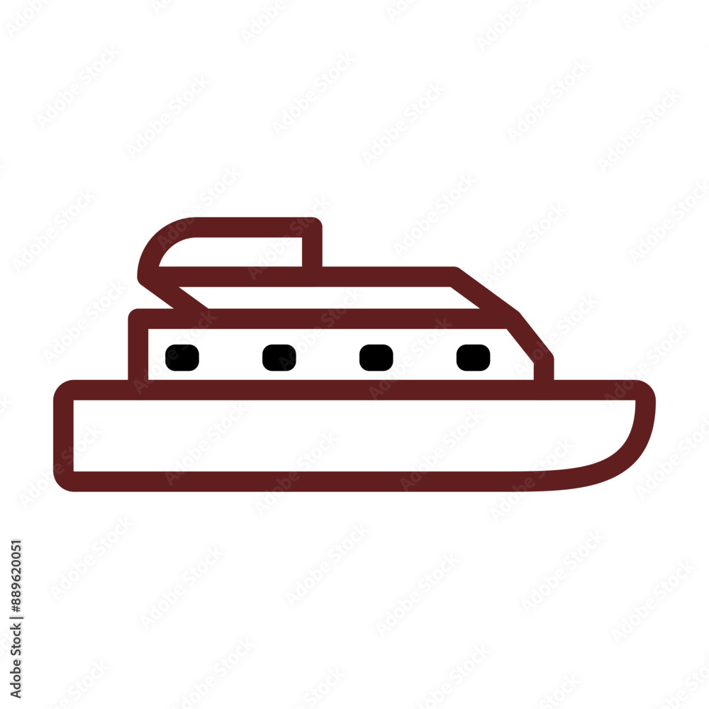 Cruise ship Vector Line Maroon Icon Design Cruise ship Vector Line Maroon Icon Design
