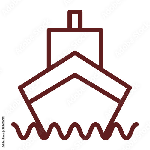 Ship Vector Line Maroon Icon Design