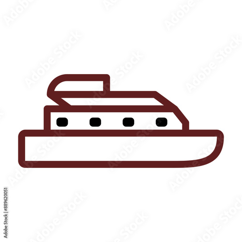 Cruise ship Vector Line Maroon Icon Design