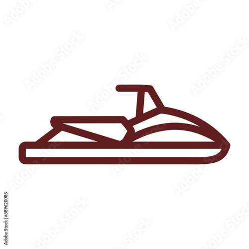 Jet ski Vector Line Maroon Icon Design