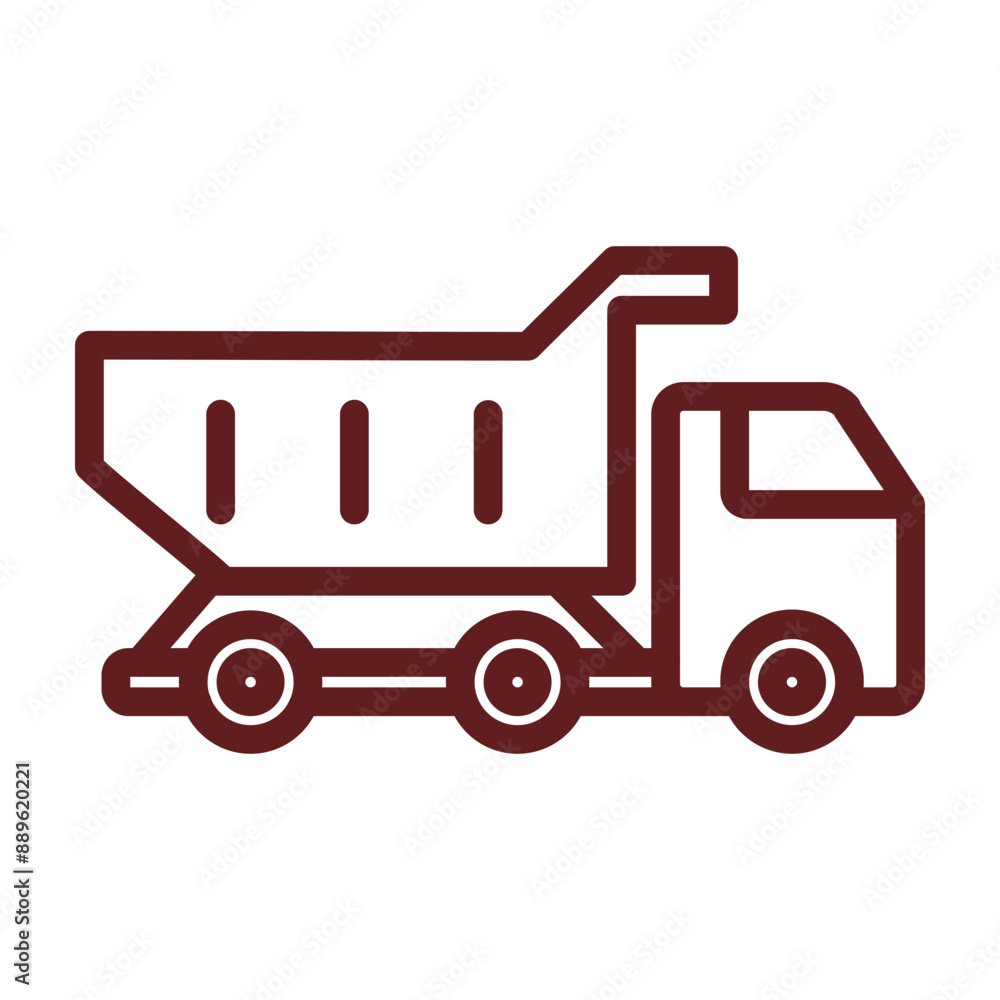 Dump truck Vector Line Maroon Icon Design Dump truck Vector Line Maroon Icon Design