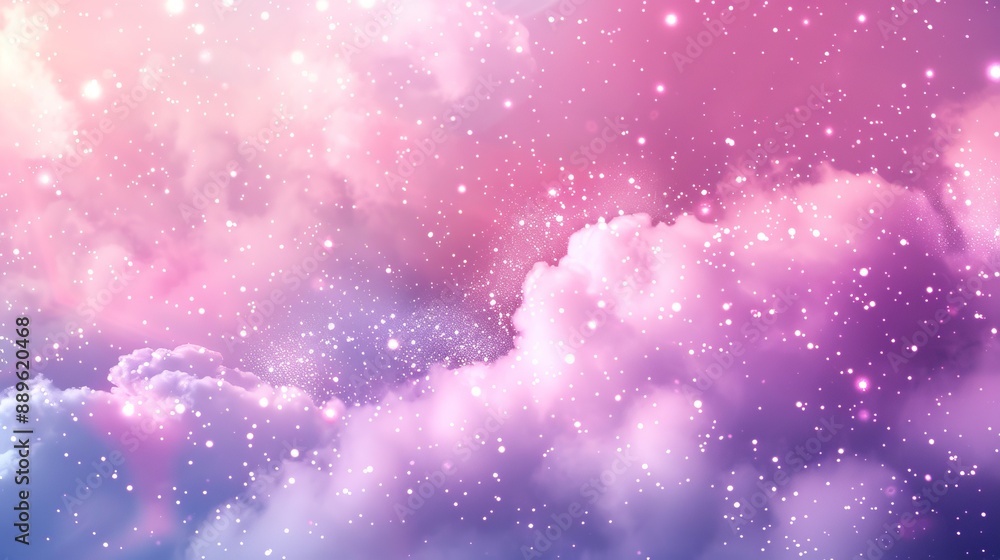 A dreamy scene of soft pink and white clouds sprinkled with glowing stars, creating a magical and ethereal atmosphere reminiscent of a starlit dreamscape. A dreamy scene of soft pink and white clouds sprinkled with glowing stars, creating a magical and ethereal atmosphere reminiscent of a starlit dreamscape.