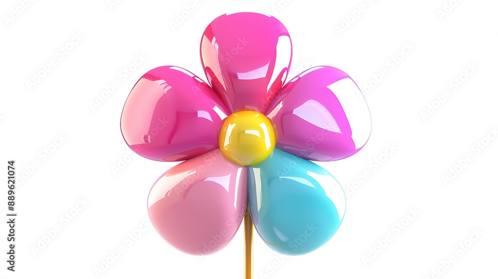 A 3D digital rendering of a pink, red, and orange shiny flower. The image captures the beauty of nature with a modern, abstract design. A 3D digital rendering of a pink, red, and orange shiny flower. The image captures the beauty of nature with a modern, abstract design.