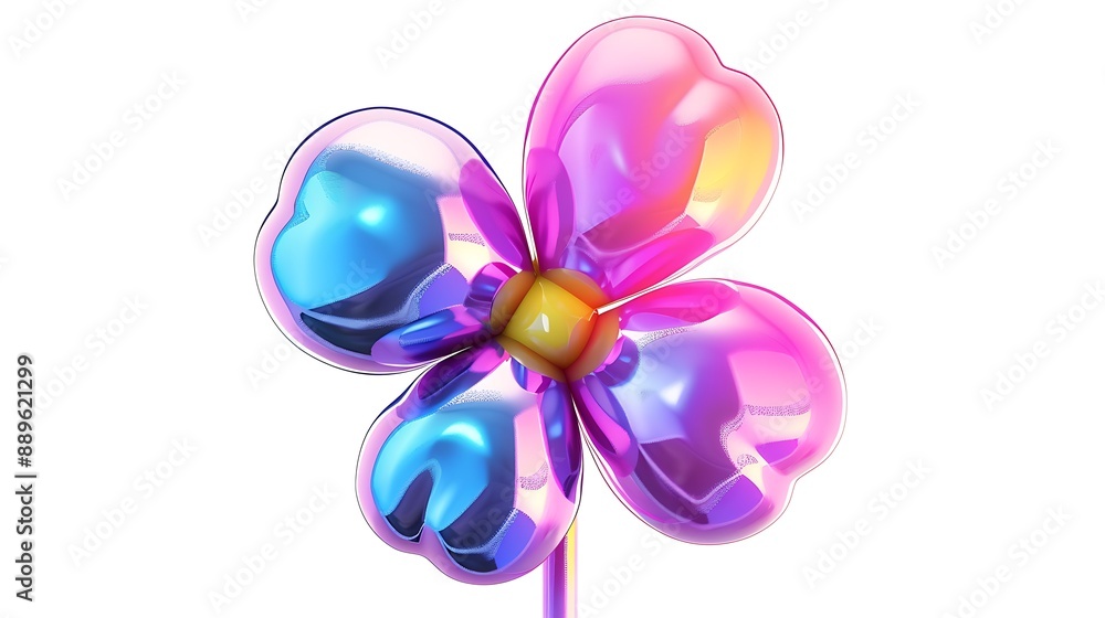 A 3D digital rendering of a pink, red, and orange shiny flower. The image captures the beauty of nature with a modern, abstract design. A 3D digital rendering of a pink, red, and orange shiny flower. The image captures the beauty of nature with a modern, abstract design.