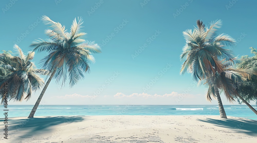Obraz premium Tropical Paradise: Palm Trees on a Pristine Beach