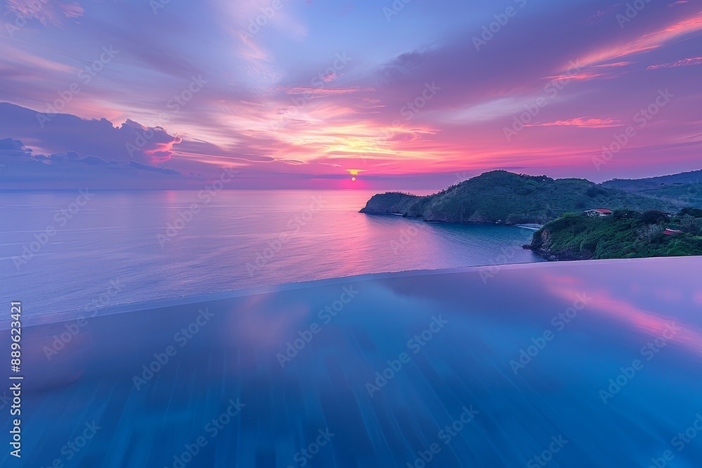 Vibrant sunset over a tranquil bay perfect for a peaceful evening escape Vibrant sunset over a tranquil bay perfect for a peaceful evening escape