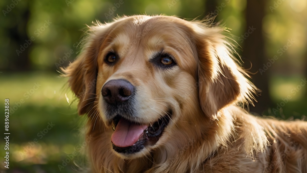 A golden retriever sitting in green grass A golden retriever sitting in green grass