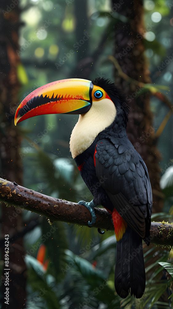 Naklejka premium wildlife stunning head of the Toucan bird is exquisitely detailed and beautiful