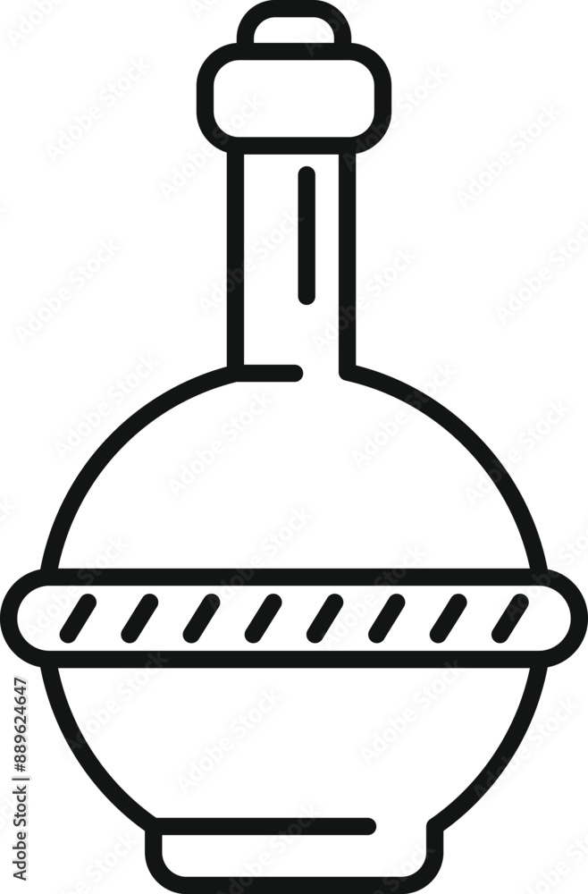 Chemistry experiment concept with round bottom flask standing on white background Chemistry experiment concept with round bottom flask standing on white background