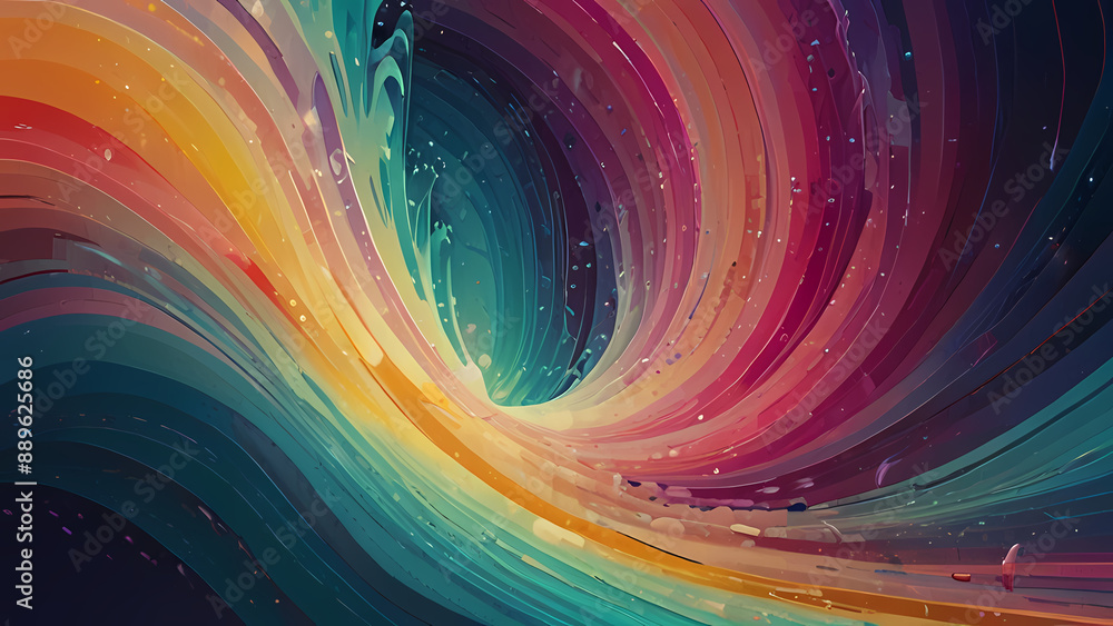 Abstract illustration background depicting swirling waves of energy that echo through a vortex with Pastel colors and flowing lines to convey movement and depth Abstract illustration background depicting swirling waves of energy that echo through a vortex with Pastel colors and flowing lines to convey movement and depth