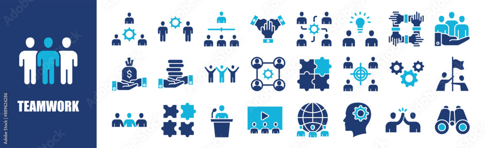 Teamwork icon collection set. Containing design, team, business, meeting, work, group, success,and more. Solid vector icons collection. Teamwork icon collection set. Containing design, team, business, meeting, work, group, success,and more. Solid vector icons collection.