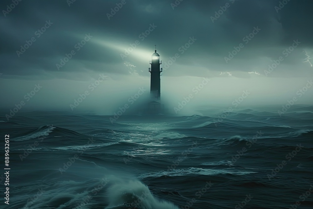 Fototapeta premium Lighthouse in Stormy Seas