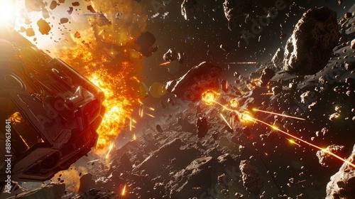 A fierce battle between two rival factions over a valuable asteroid belt.