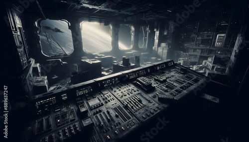 Fototapeta Naklejka Na Ścianę i Meble -  Interior of an abandoned space station