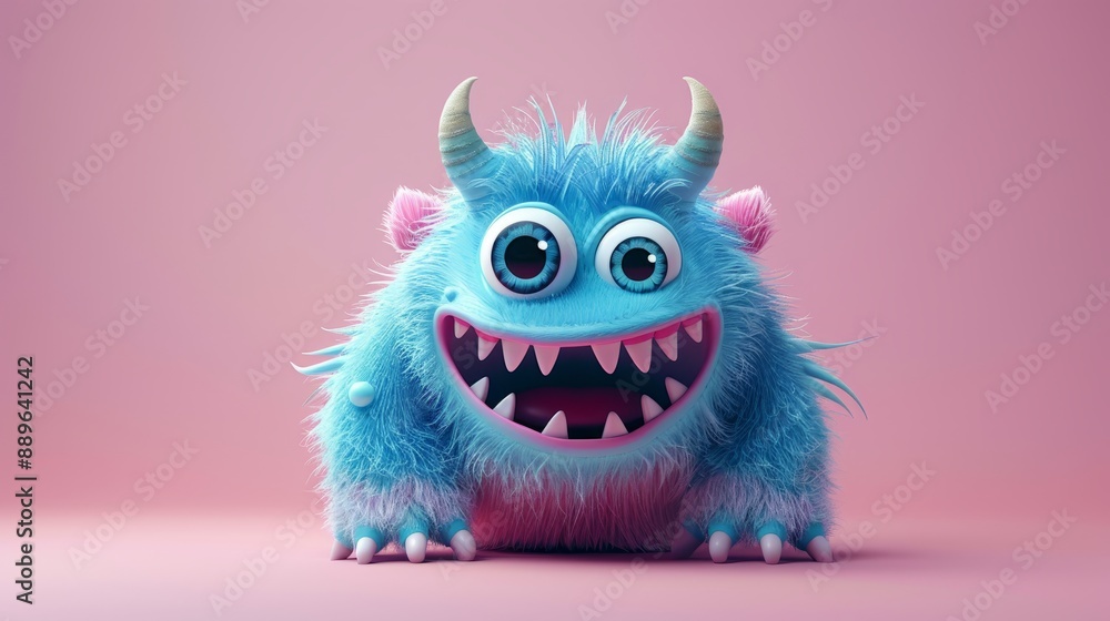 Cute 3D cartoon monster with colorful background. This character could be related to animation, children’s media, or character design. Cute 3D cartoon monster with colorful background. This character could be related to animation, children’s media, or character design.