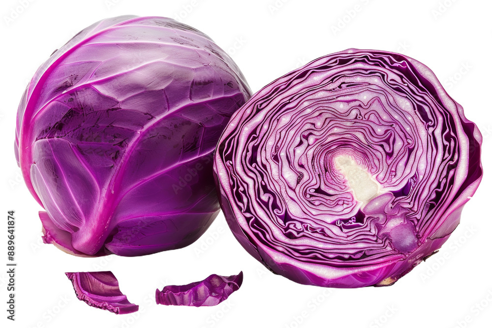 Whole and Halved Purple Cabbage Whole and Halved Purple Cabbage