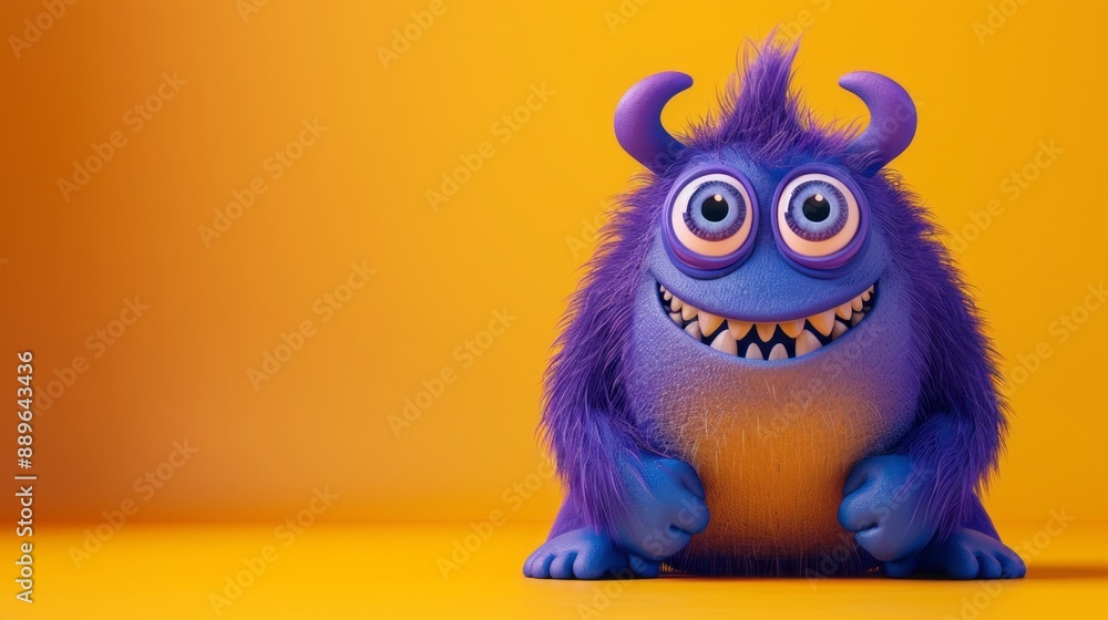 Cute 3D cartoon monster with colorful background. This character could be related to animation, children’s media, or character design. Cute 3D cartoon monster with colorful background. This character could be related to animation, children’s media, or character design.