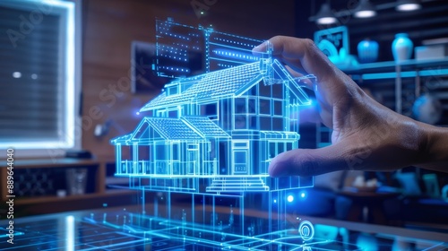 FutureForward Real Estate CuttingEdge Holographic House Technology in Modern Office Setting