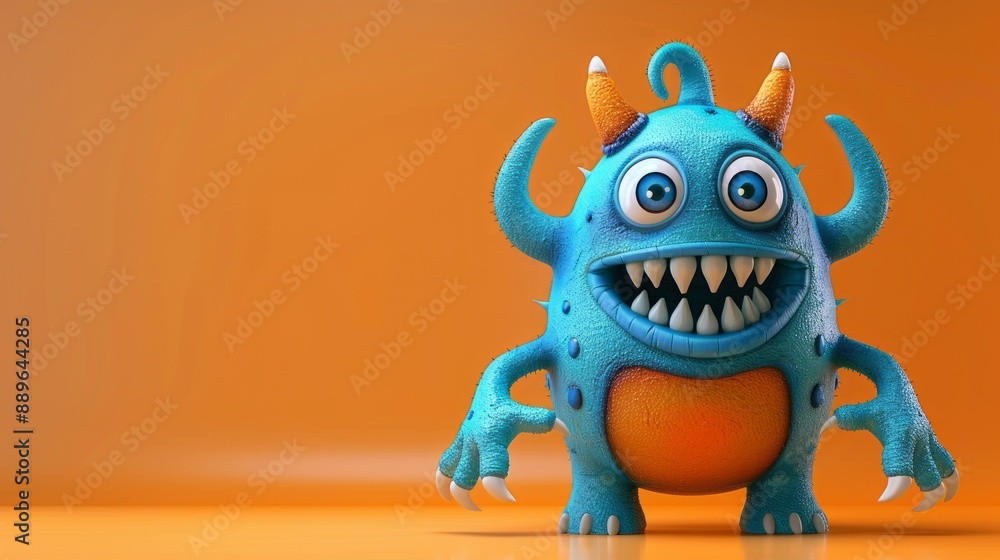 Cute 3D cartoon monster with colorful background. This character could be related to animation, children’s media, or character design. Cute 3D cartoon monster with colorful background. This character could be related to animation, children’s media, or character design.