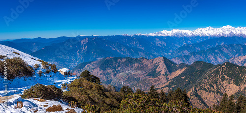 View enroute to Tungnath-Chandrashila hiking trail in Chopta, Uttarakhand, India photo