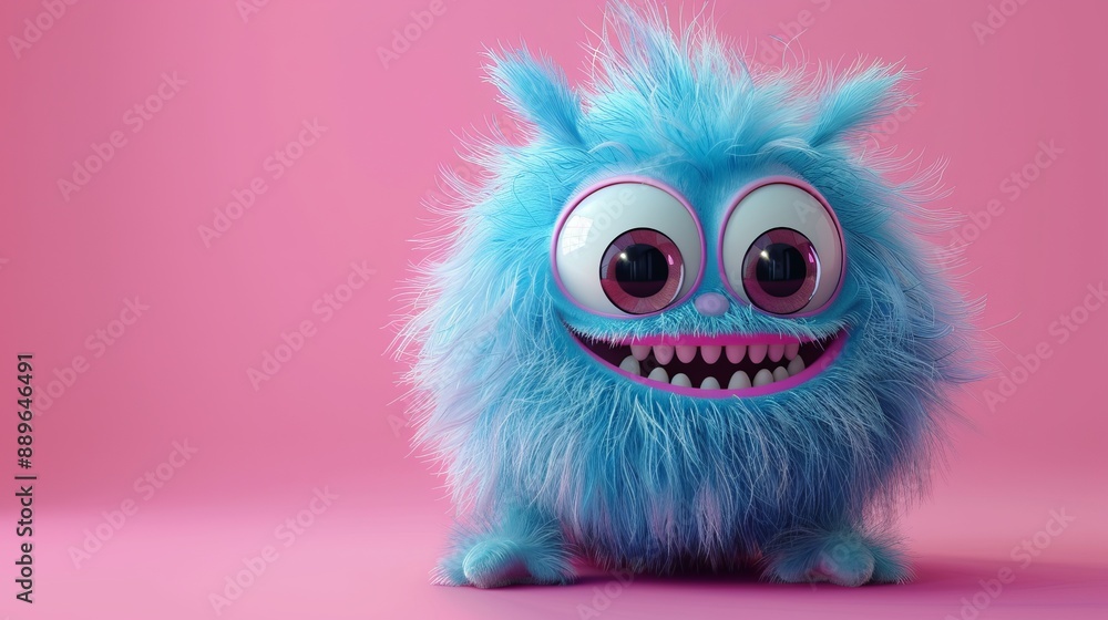 Cute 3D cartoon monster with colorful background. This character could be related to animation, children’s media, or character design. Cute 3D cartoon monster with colorful background. This character could be related to animation, children’s media, or character design.