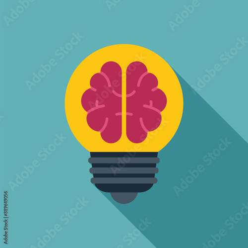 Brain is working inside a light bulb, representing the concept of generating ideas
