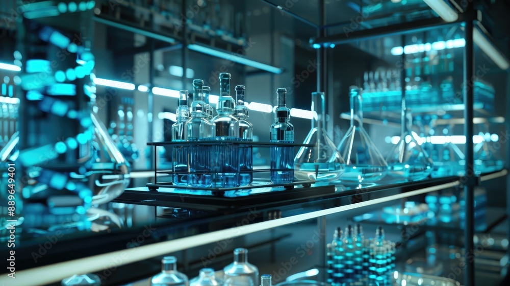 A futuristic laboratory conducting advanced genetic research. A futuristic laboratory conducting advanced genetic research.