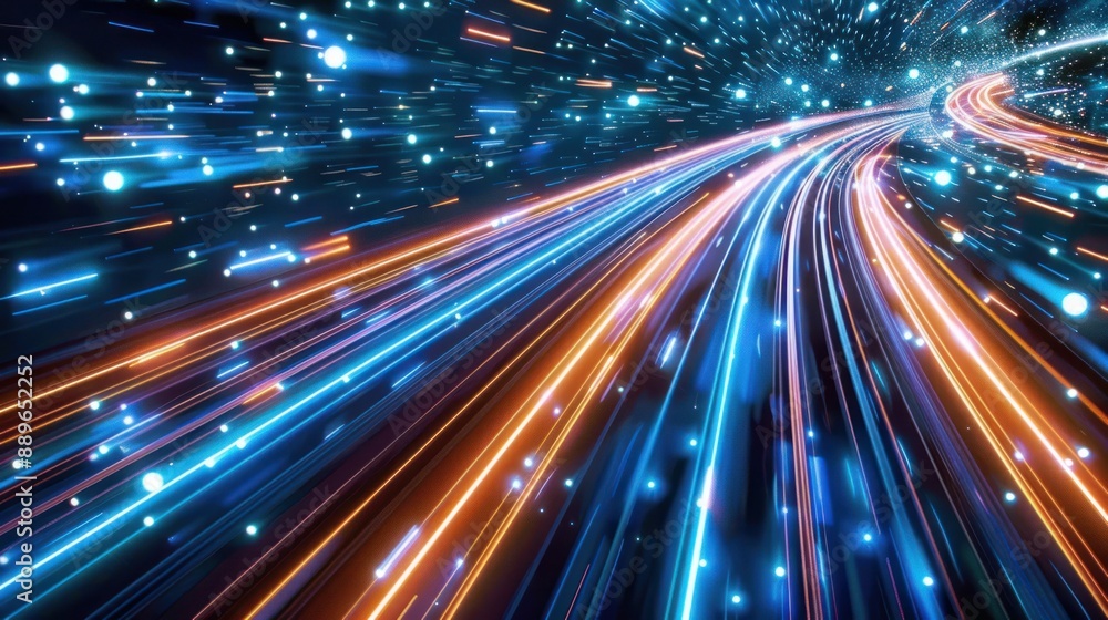 Obraz premium Abstract Light Trails in a Starry Night