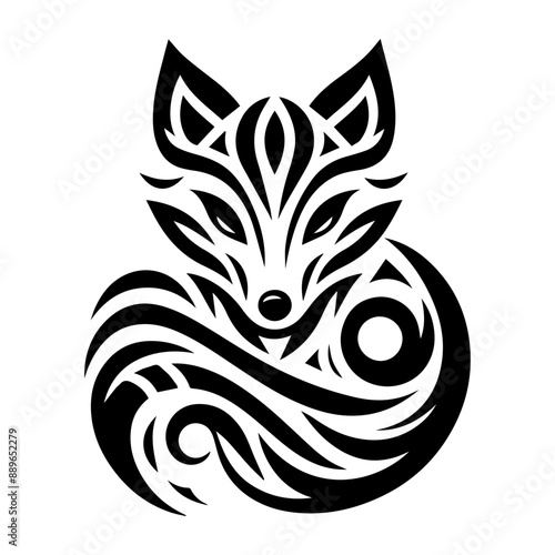 Fox Silhouette Design. Tribal Fox Tattoo Design