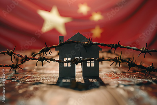 A House Entangled in Barbed Wire: A Symbolic Depiction of Real Estate Restrictions in China photo