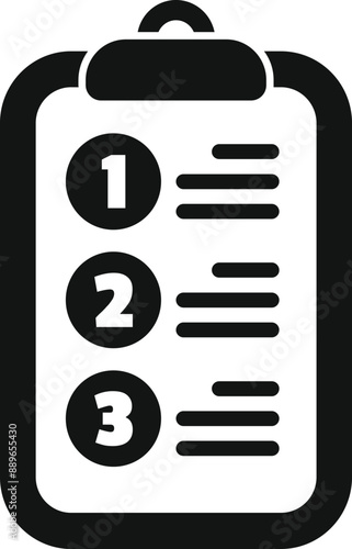 Icon of a clipboard showing the steps of a business project plan