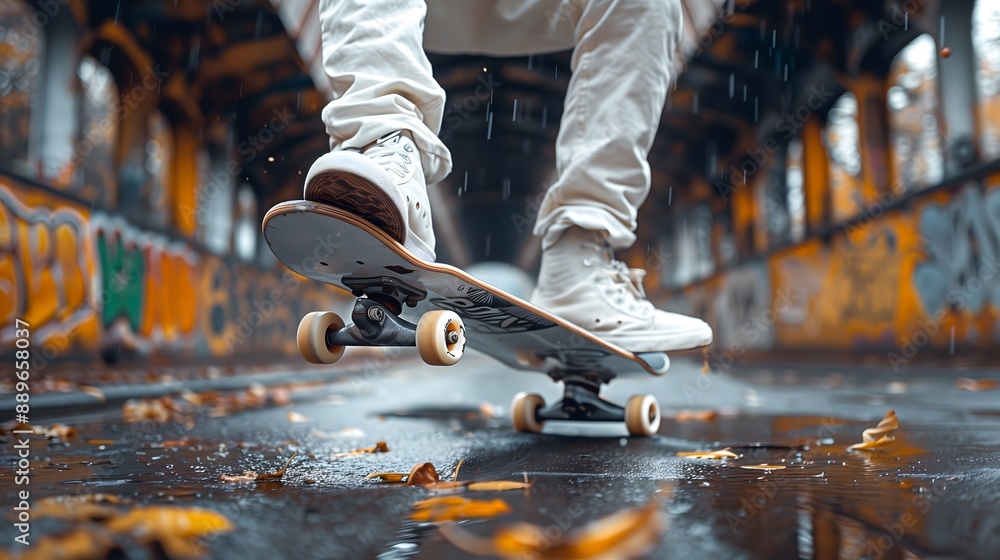 skateboarder in the mid-air during a jump stunt skateboarder in the mid-air during a jump stunt