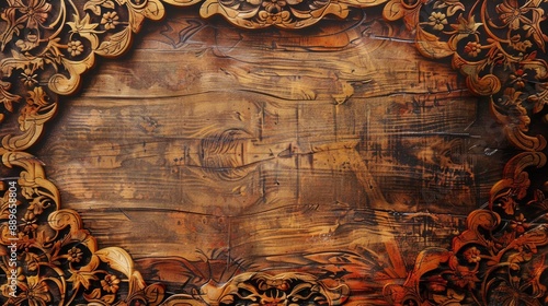 Obraz na płótnie Moroccan style Grunge Background with Wood Texture and Carved Ornament w salonie