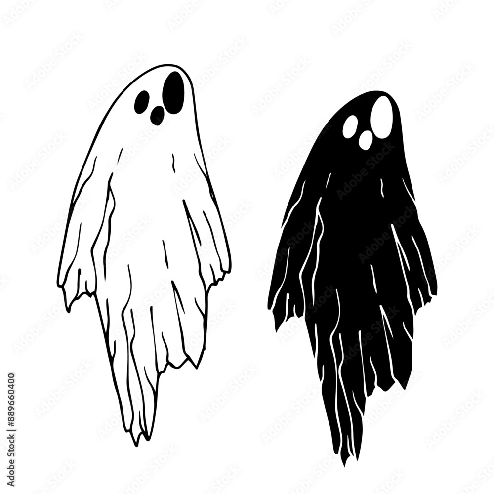 Line sketch, silhouette, ghost stamp. Vector graphics. Line sketch, silhouette, ghost stamp. Vector graphics.