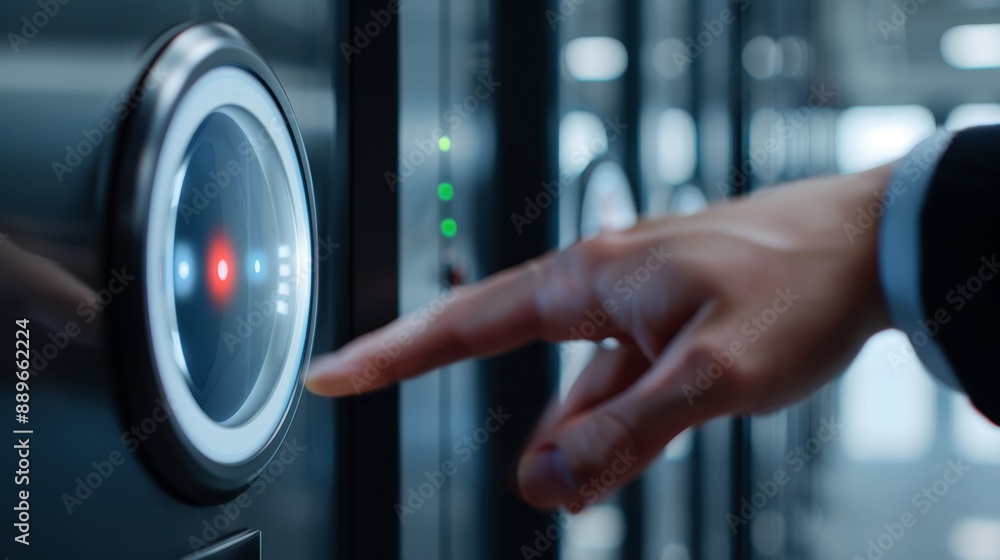 Fototapeta premium A person using a secure network access control system, high-resolution photo, realistic photo, cinematography