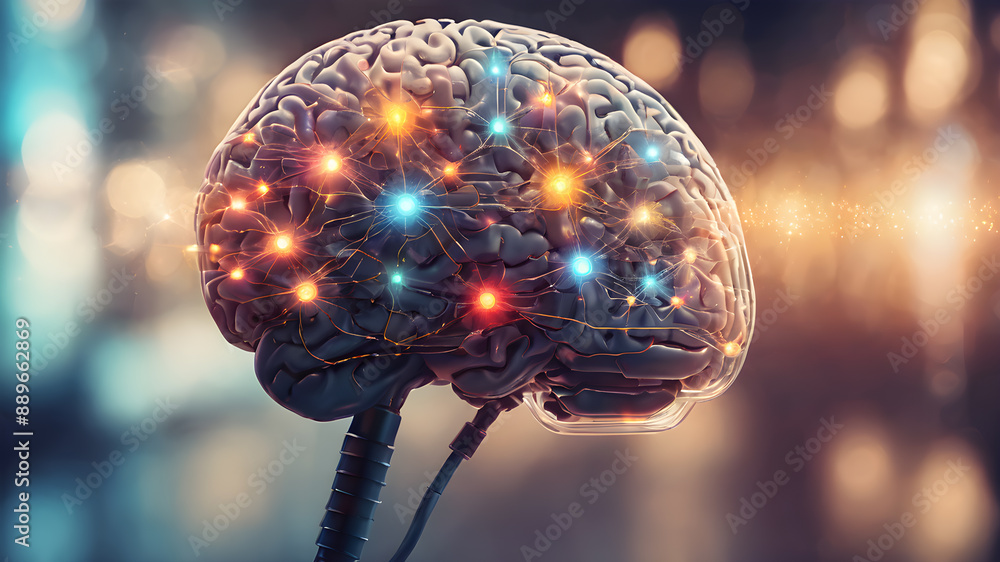 Fototapeta premium Creative concept of human brain. Abstract brain concept Creative brain concept background, Concept of Thinking. AI generated image