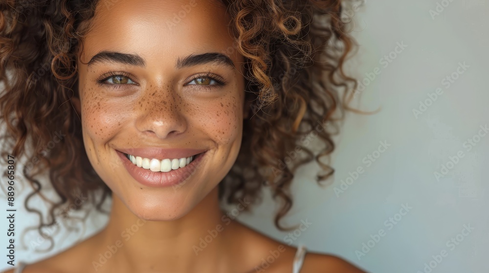 A close-up of a woman with multiple freckles on her face A close-up of a woman with multiple freckles on her face