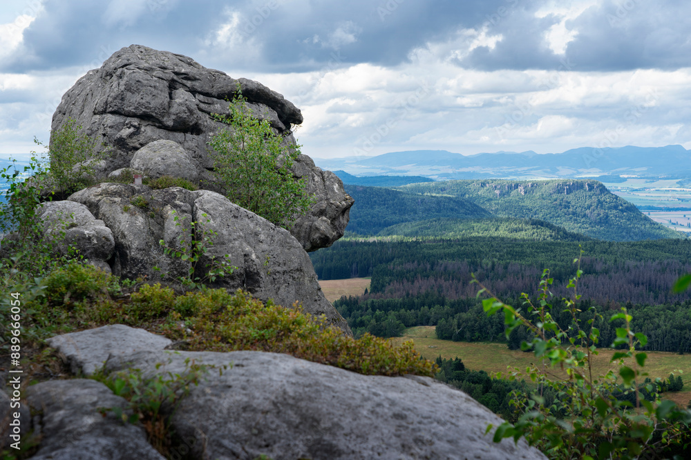 Rock Monkey Head (apeman) known as well as teddy bear (rock formation). Stolowe Mountains National Park near Kudowa-Zdroj resort, Lower Silesia, Sudety, Poland. Rock Monkey Head (apeman) known as well as teddy bear (rock formation). Stolowe Mountains National Park near Kudowa-Zdroj resort, Lower Silesia, Sudety, Poland.