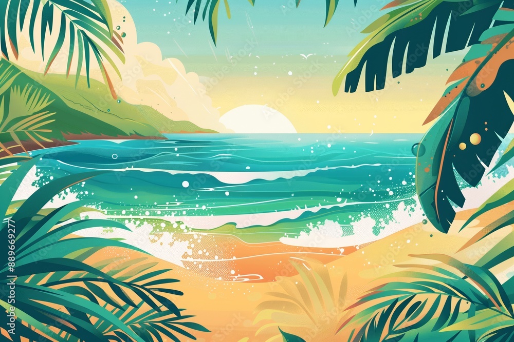 summer vector background with beach illustrations summer vector background with beach illustrations