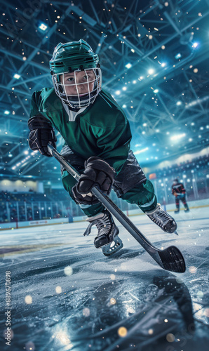 Sport photo of a child ice hockey player photo