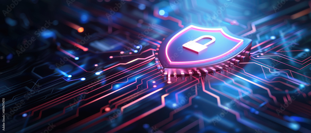 Flat design network security icon featuring a shield with a unique circuit board pattern. Ideal for cyber security, technology, and digital protection visuals. Flat design network security icon featuring a shield with a unique circuit board pattern. Ideal for cyber security, technology, and digital protection visuals.