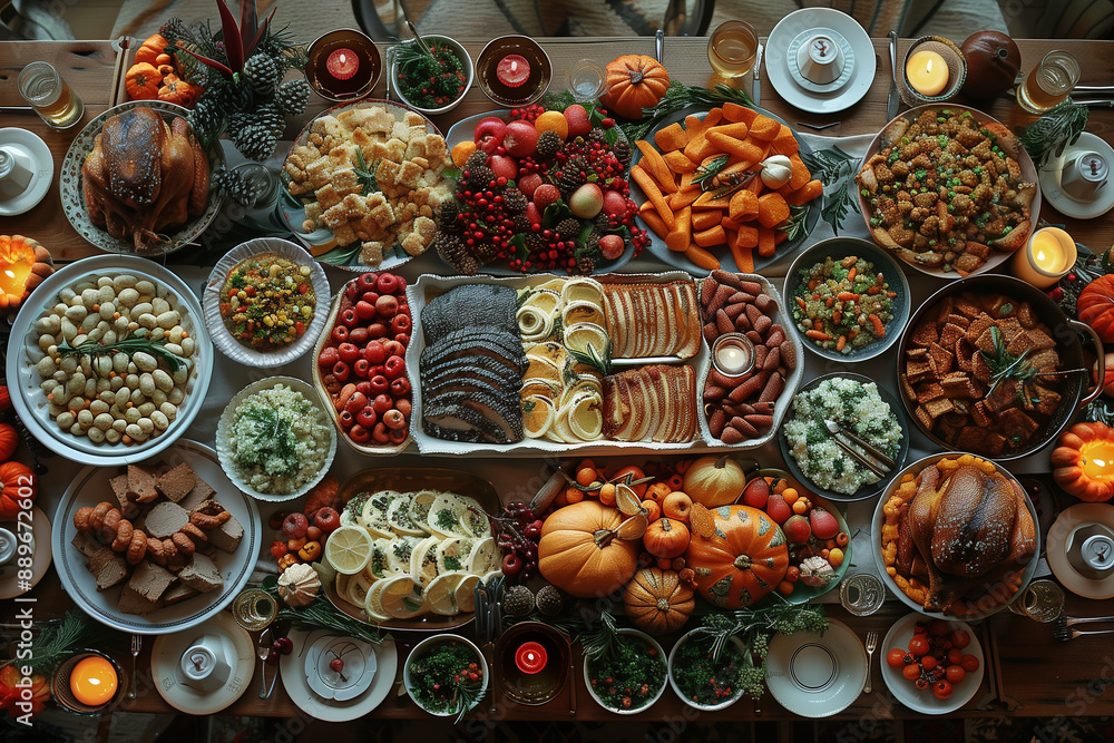 Thanksgiving feast, deliciously set table for the holiday. Thanksgiving Day Thanksgiving feast, deliciously set table for the holiday. Thanksgiving Day