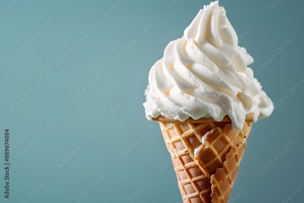 Delicious Vanilla Soft Serve Ice Cream in a Waffle Cone Delicious Vanilla Soft Serve Ice Cream in a Waffle Cone